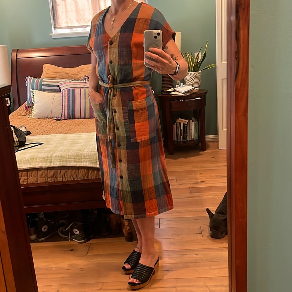 ace&jig button up plaid dress